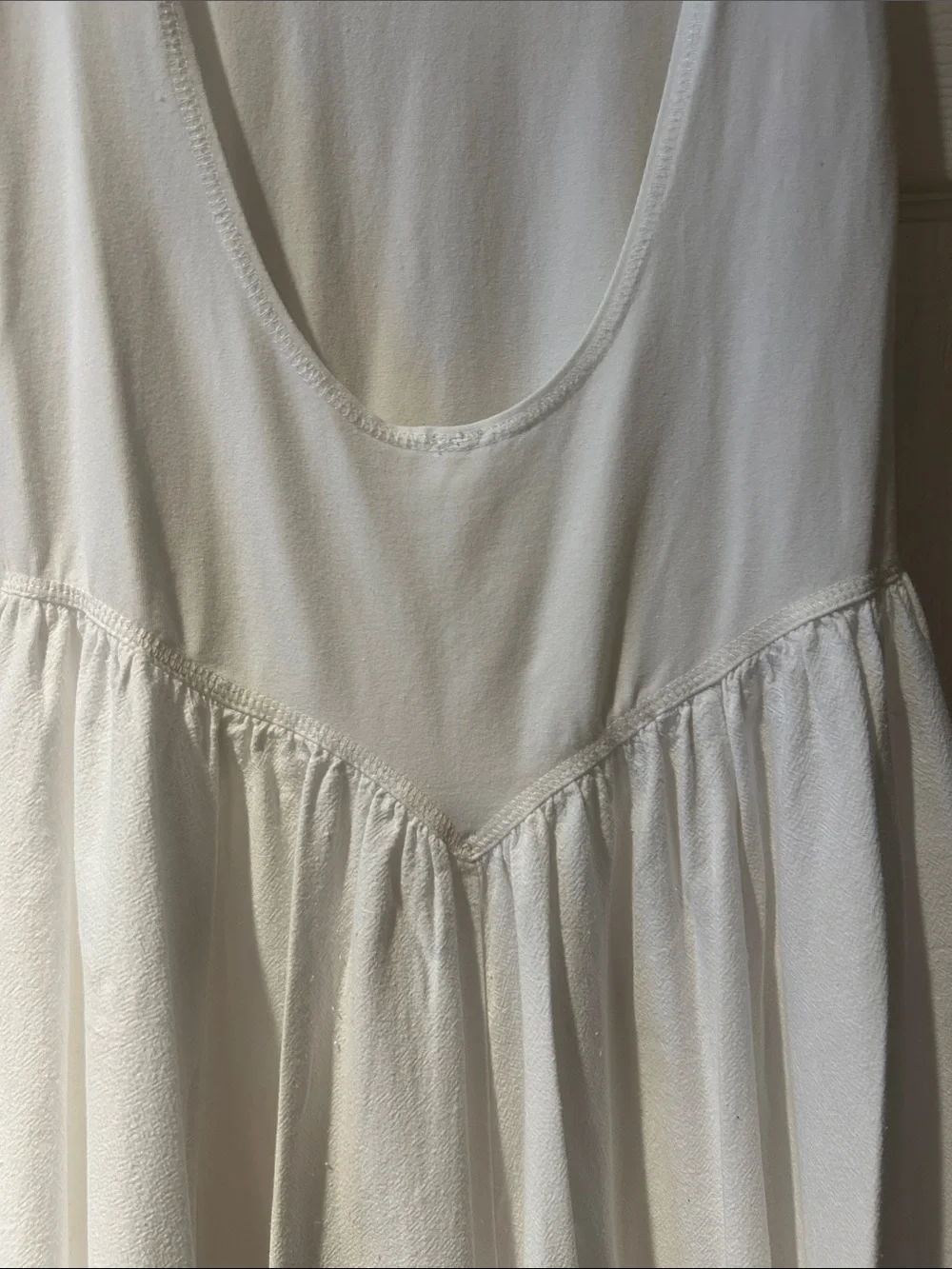 Free people white mixed media maxi dress with tank top bodice  and drop waist